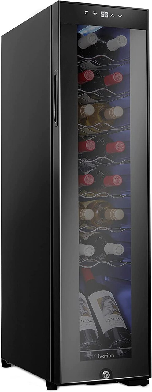 Ivation Large Wine Cooler, Freestanding Wine Fridge with Lock